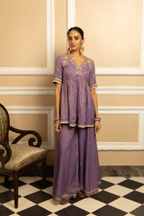 MEHER PURPLE TISSUE CHANDERI SHARARA SET