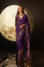 AARNA DEEP PURPLE FLORAL FOIL PRINTED HANDCRAFTED ORGANZA SAREE