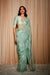 AVA GREEN FLORAL PRINTED HANDCRAFTED ORGANZA SAREE
