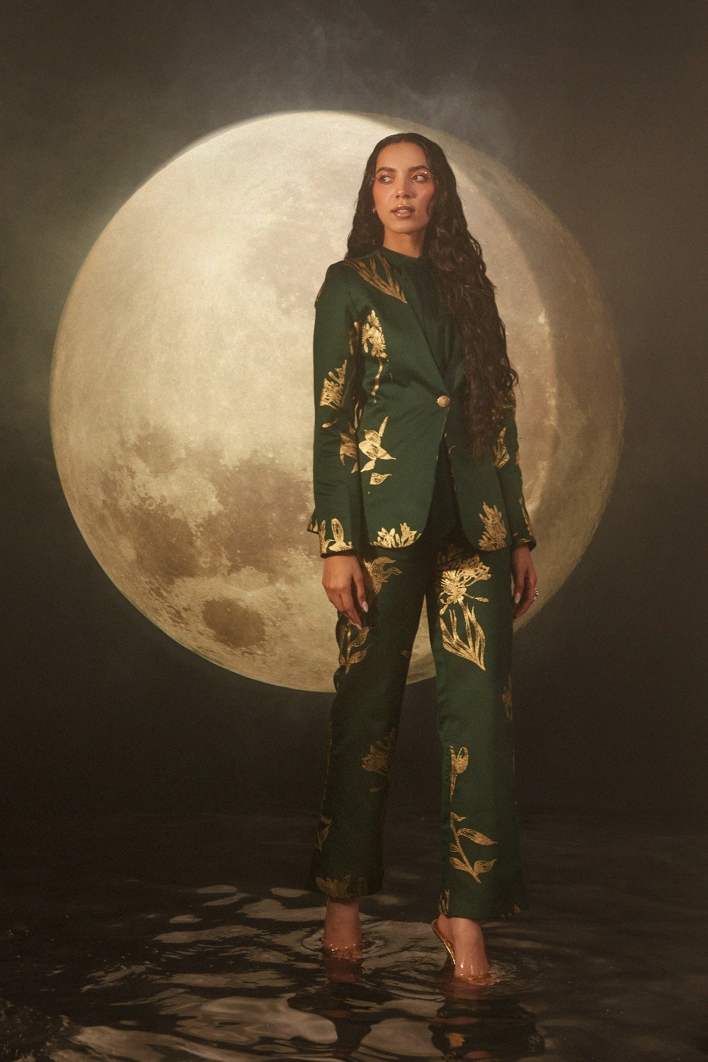 ZURI EMERALD GREEN FOIL PRINTED COORD SET