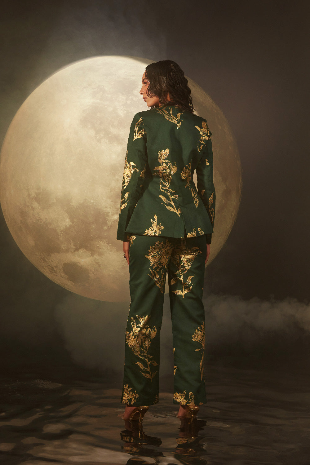 ZURI EMERALD GREEN FOIL PRINTED COORD SET